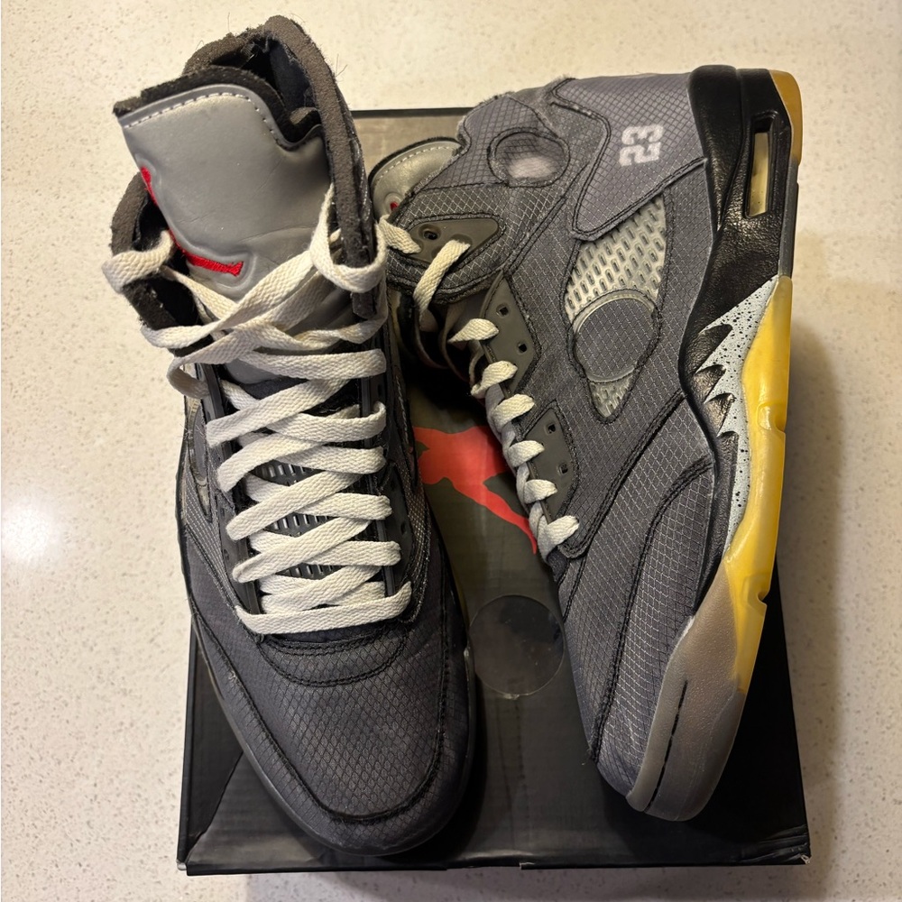 Off-White Gray and Black Athletic Shoes